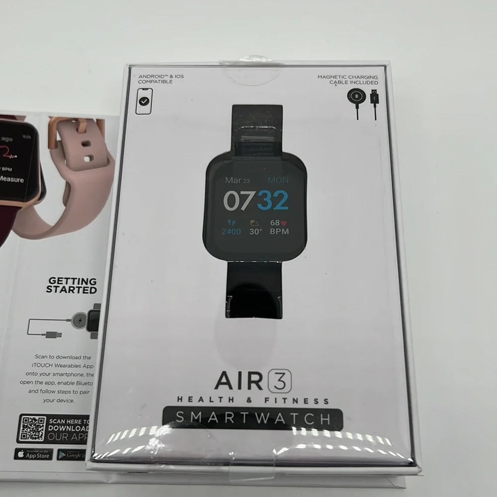 ITOUCH Air 3 Unisex Heart Rate Black Strap Smart Watch 44mm